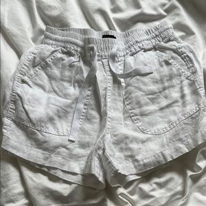 Quince White Linen Drawstring Shorts, Size XS